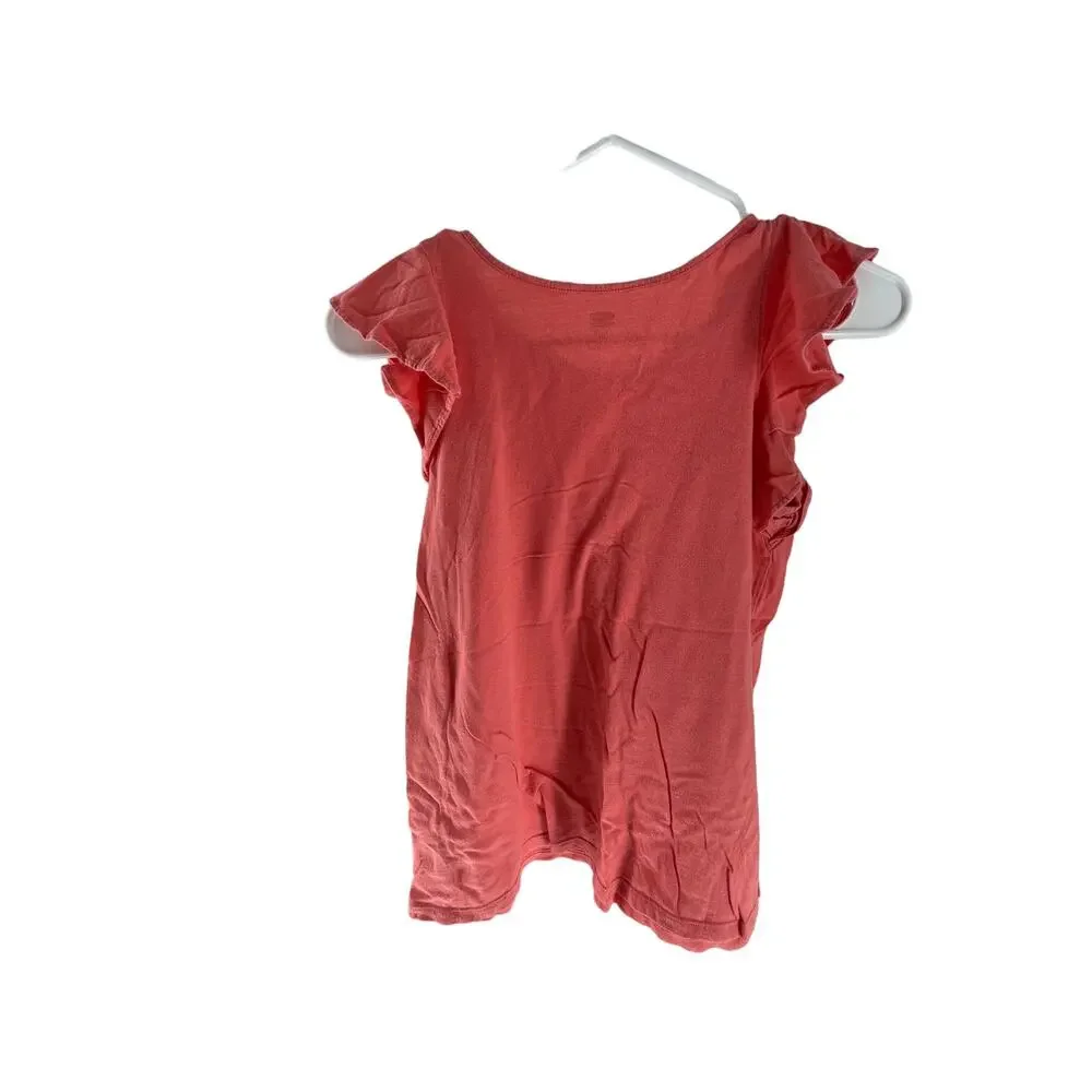 Old Navy Coral Orange Short Flutter Sleeve Blouse Youth Size XL 14 Regular